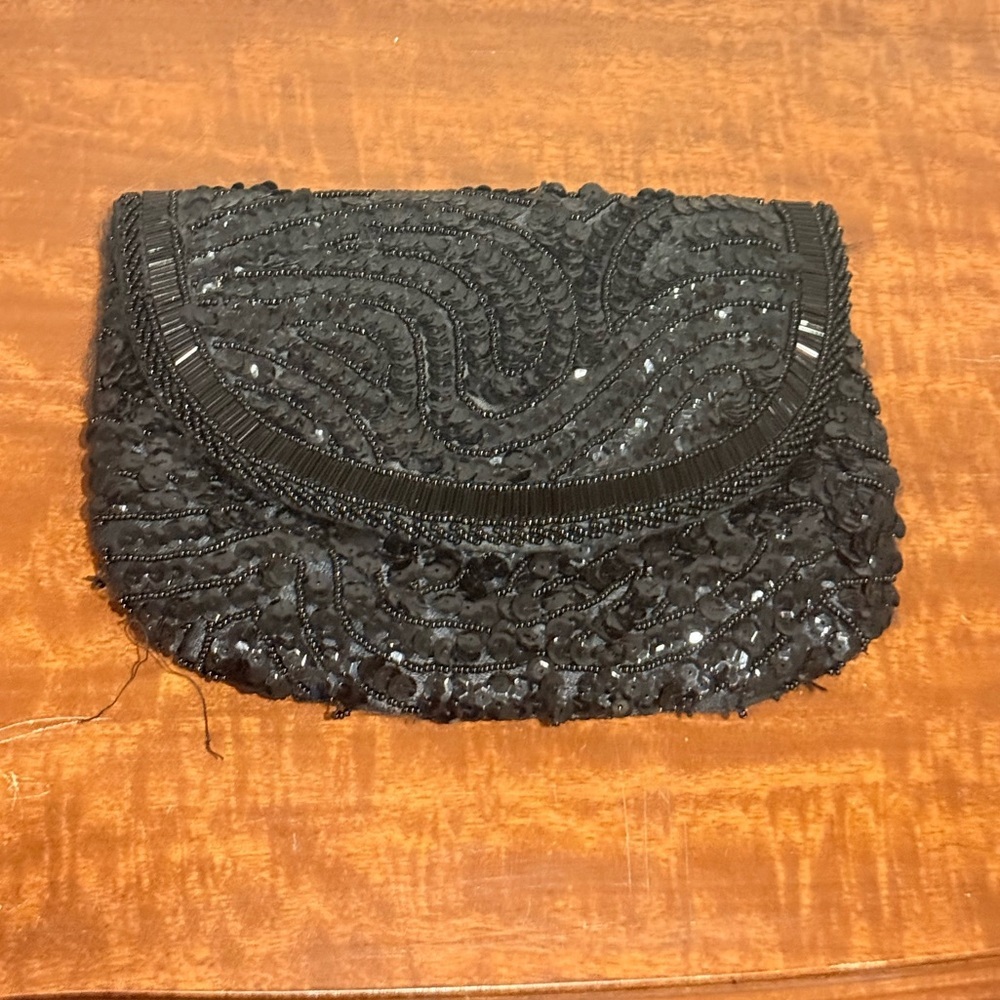 Vintage Black Beaded Clutch Purse